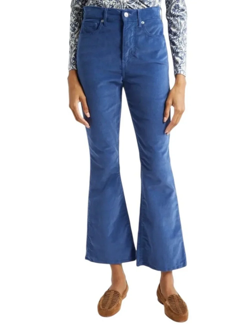 Veronica Beard Women's Size 31 Carson Ankle Flare Corduroy Bluestone Pants NEW
